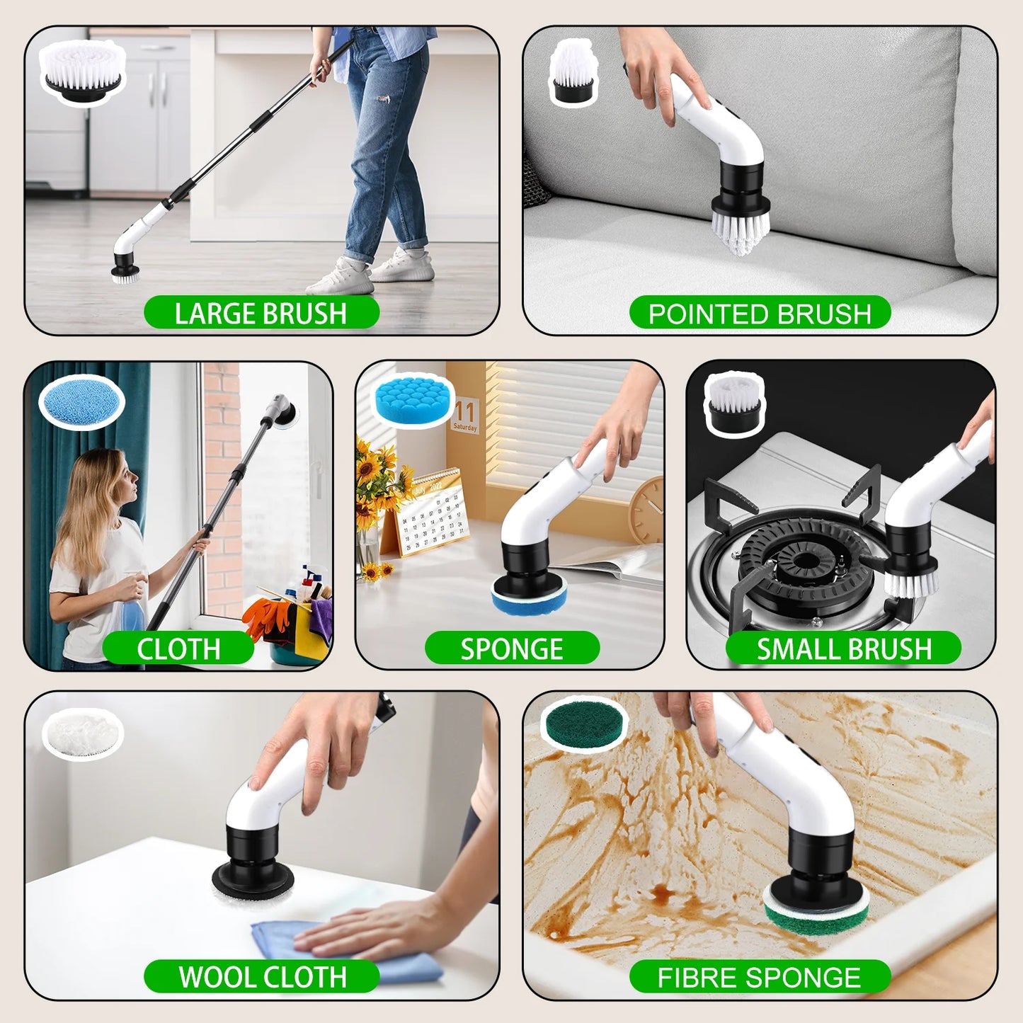 Kidsjoy Electric Spin Scrubber – 7-in-1 Cordless Power Scrubber